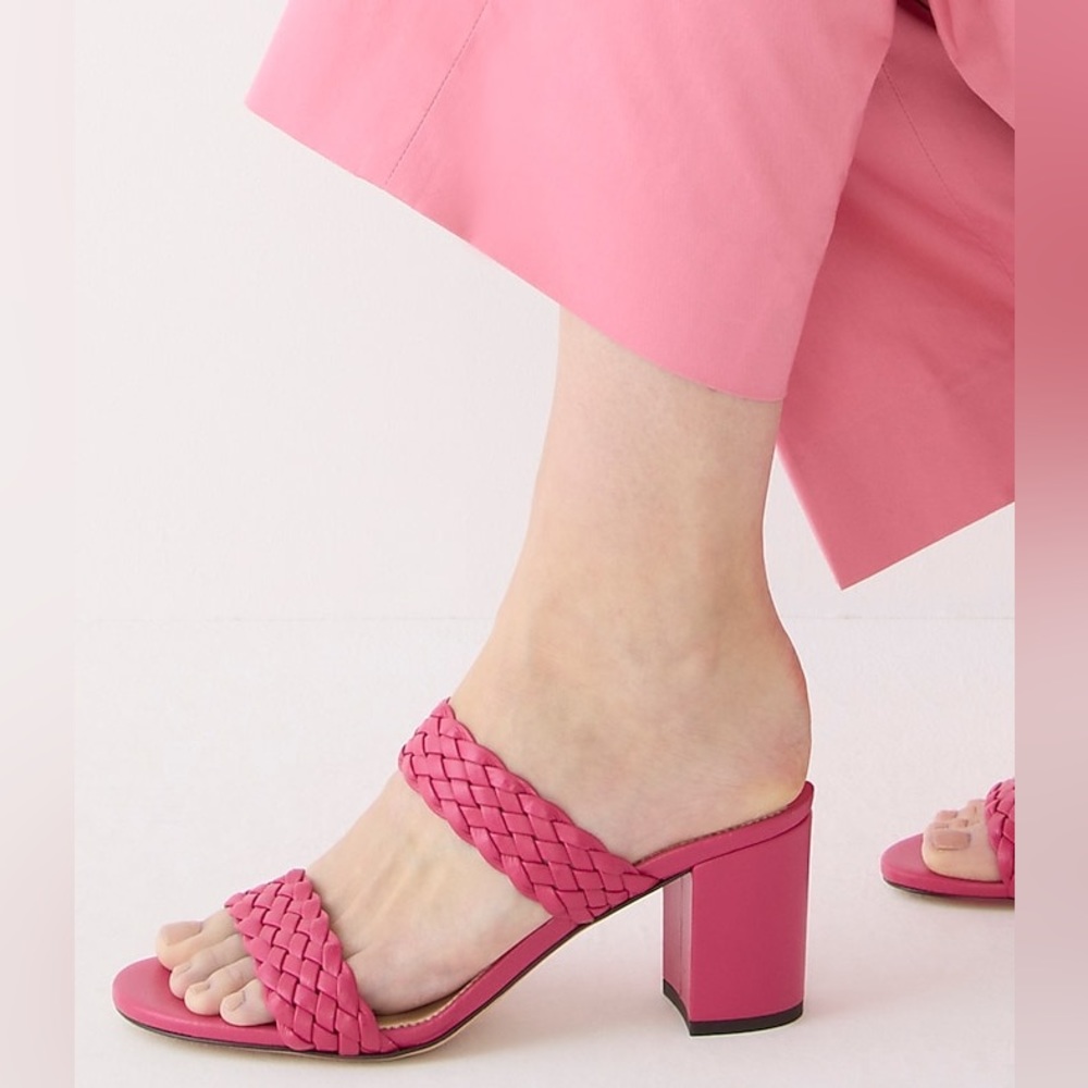 Pink J. Crew Lucie Braided Strap Heel Sandal, Size 7 - Picture 2 of 5